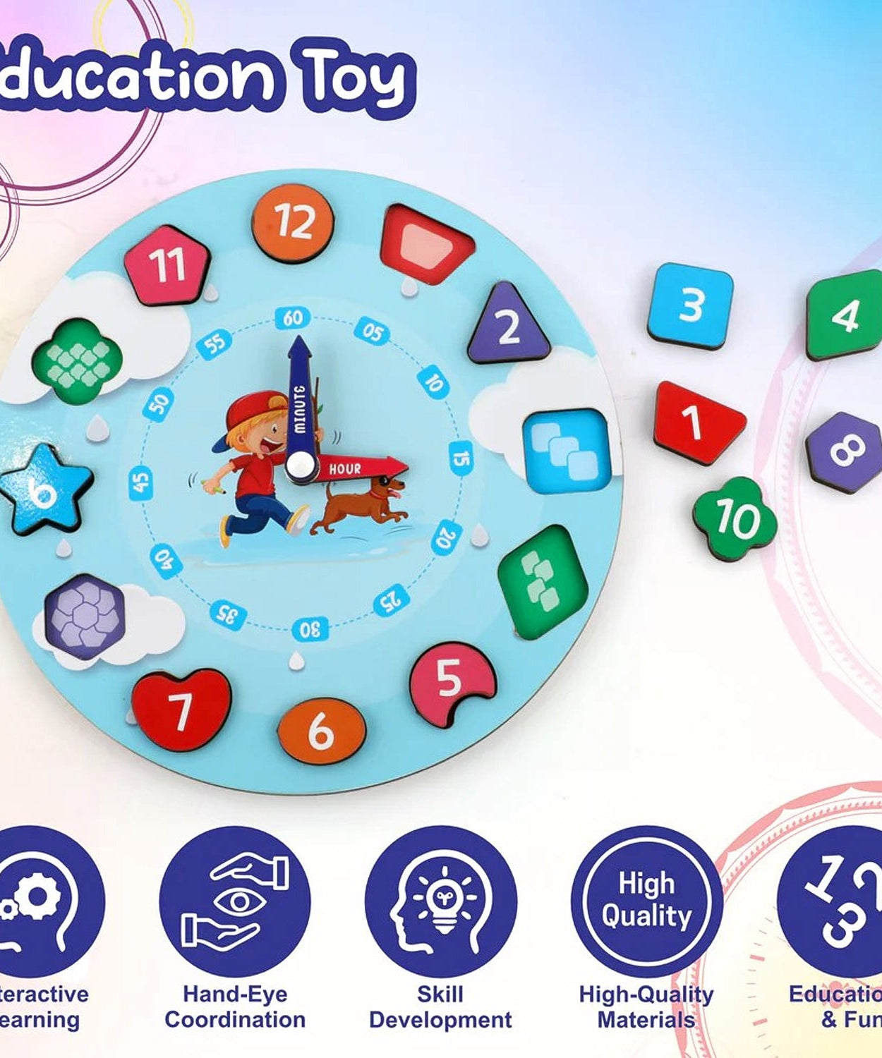 Montessori Style Wooden Clock Toy