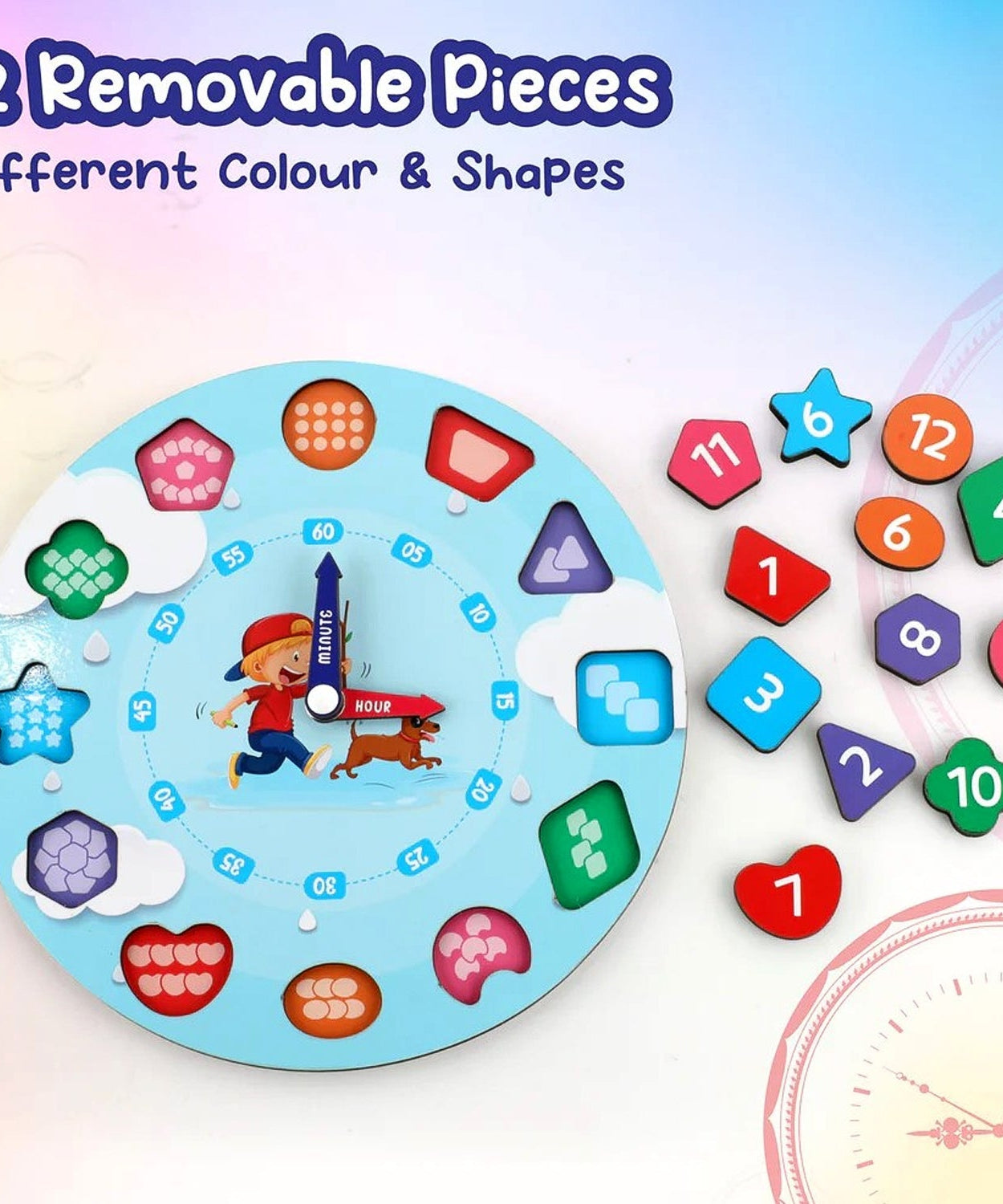 Aditi Wooden Educational Learning Clock Toy with Movable Hands