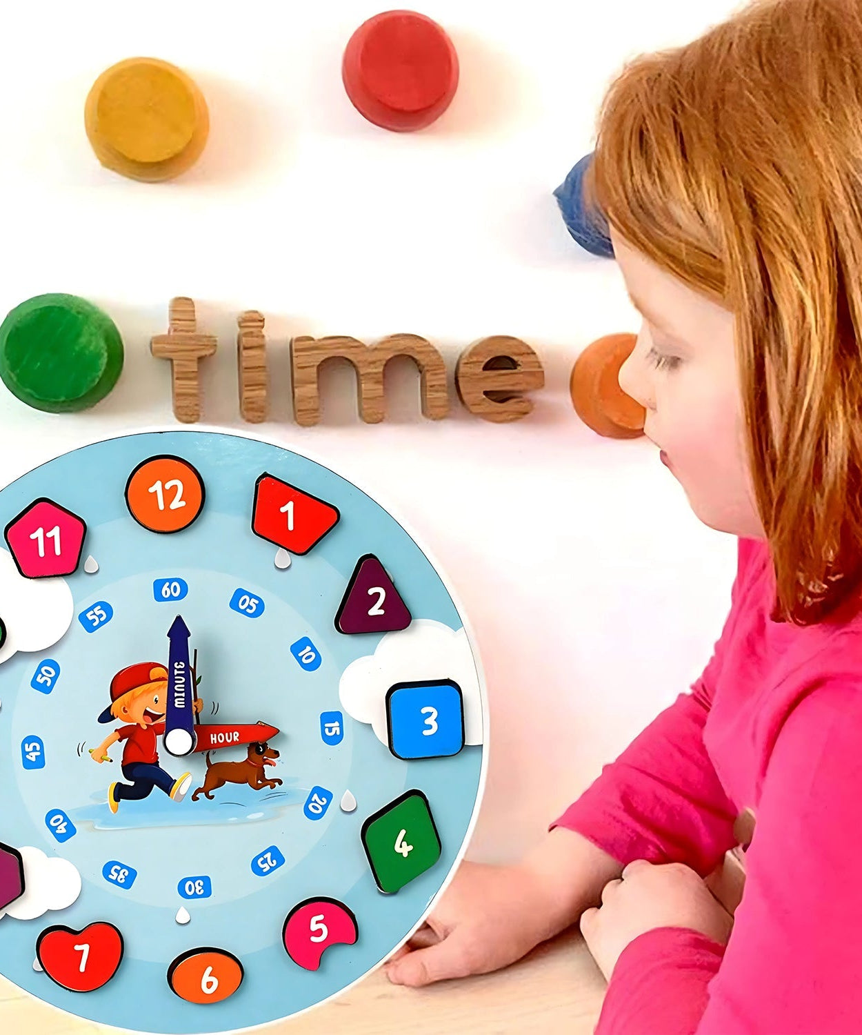 Aditi Wooden Educational Learning Clock Toy with Movable Hands