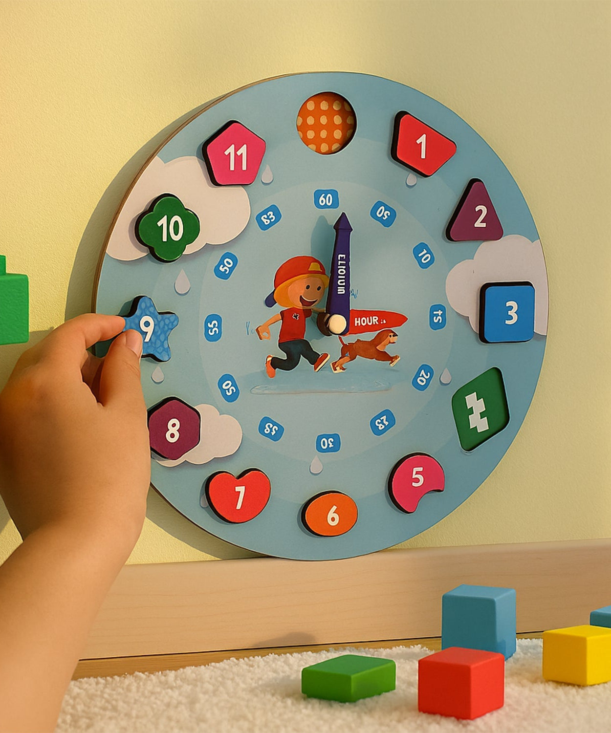 Aditi Wooden Educational Learning Clock Toy with Movable Hands