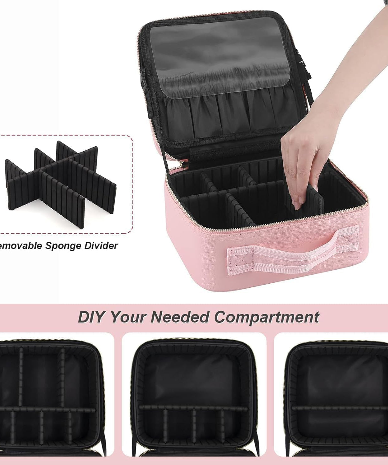 Pink Premium LED Light Makeup Organizer Box (1 Pc)