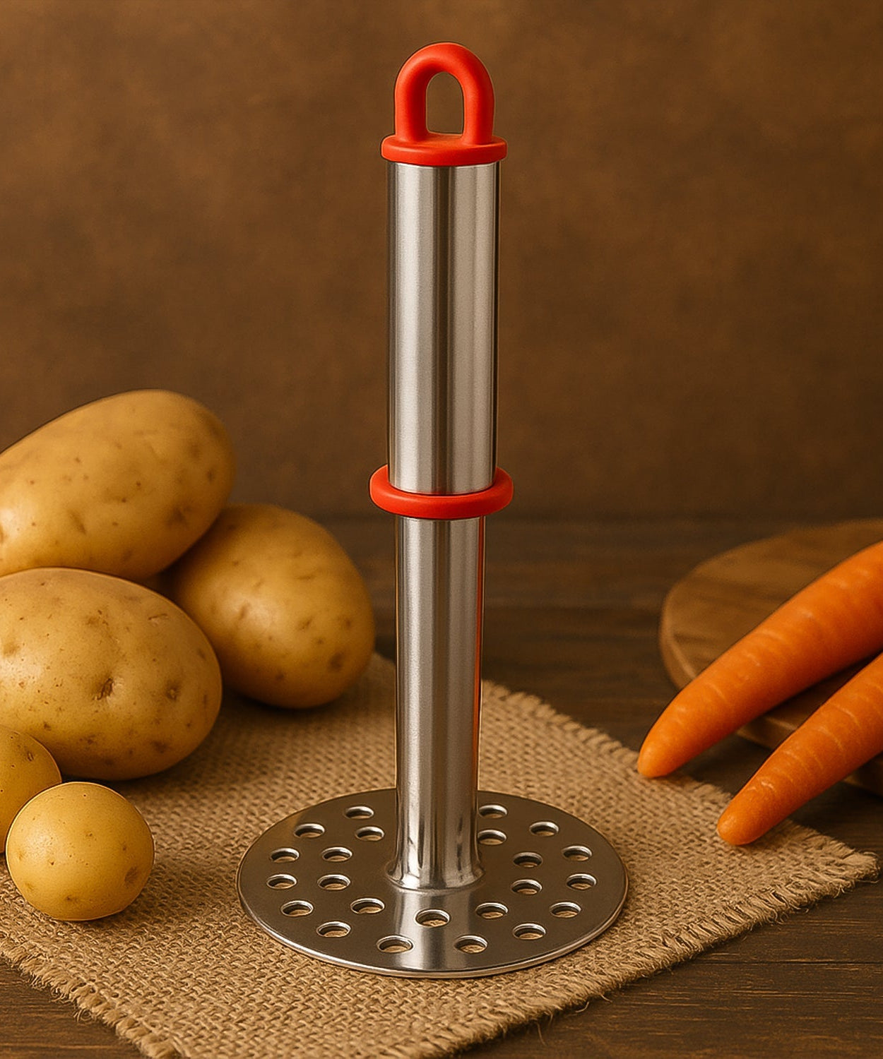 Stainless Steel Potato Masher with Ergonomic Handle (17cm / 1 Pc)