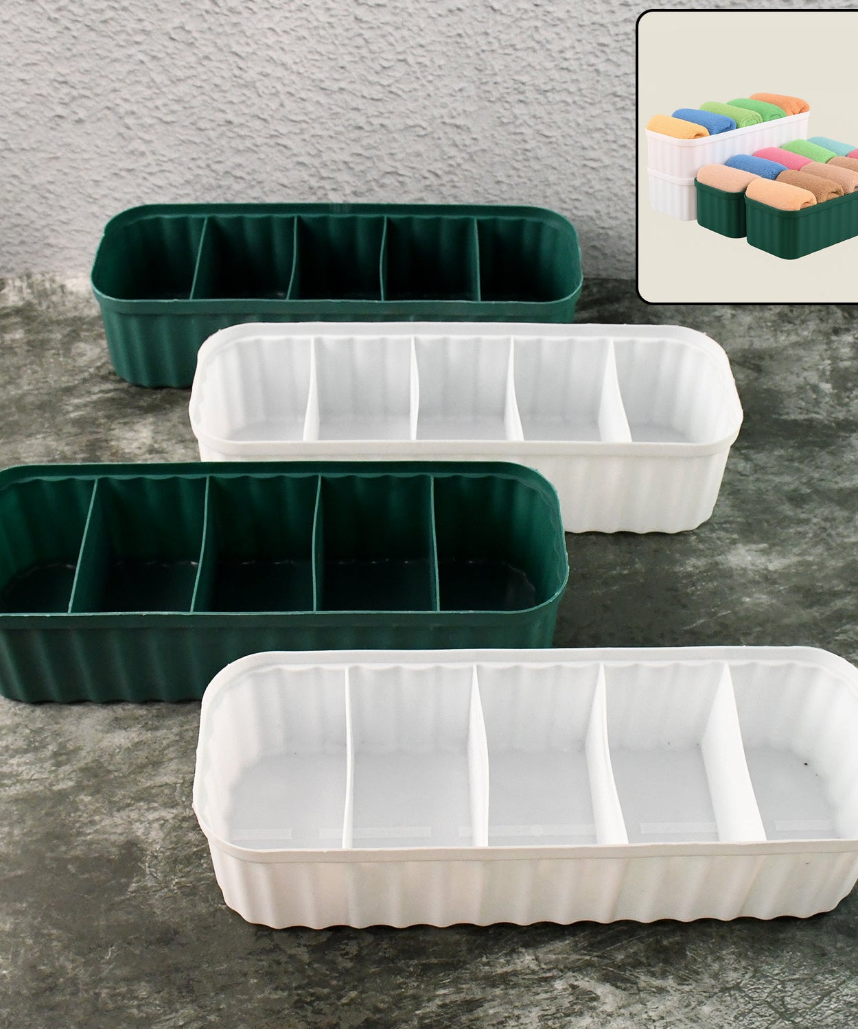 5 Compartments Socks / Handkerchief / Underwear Storage Box Socks Drawer Closet Organizer Storage Boxes (pack of 4)