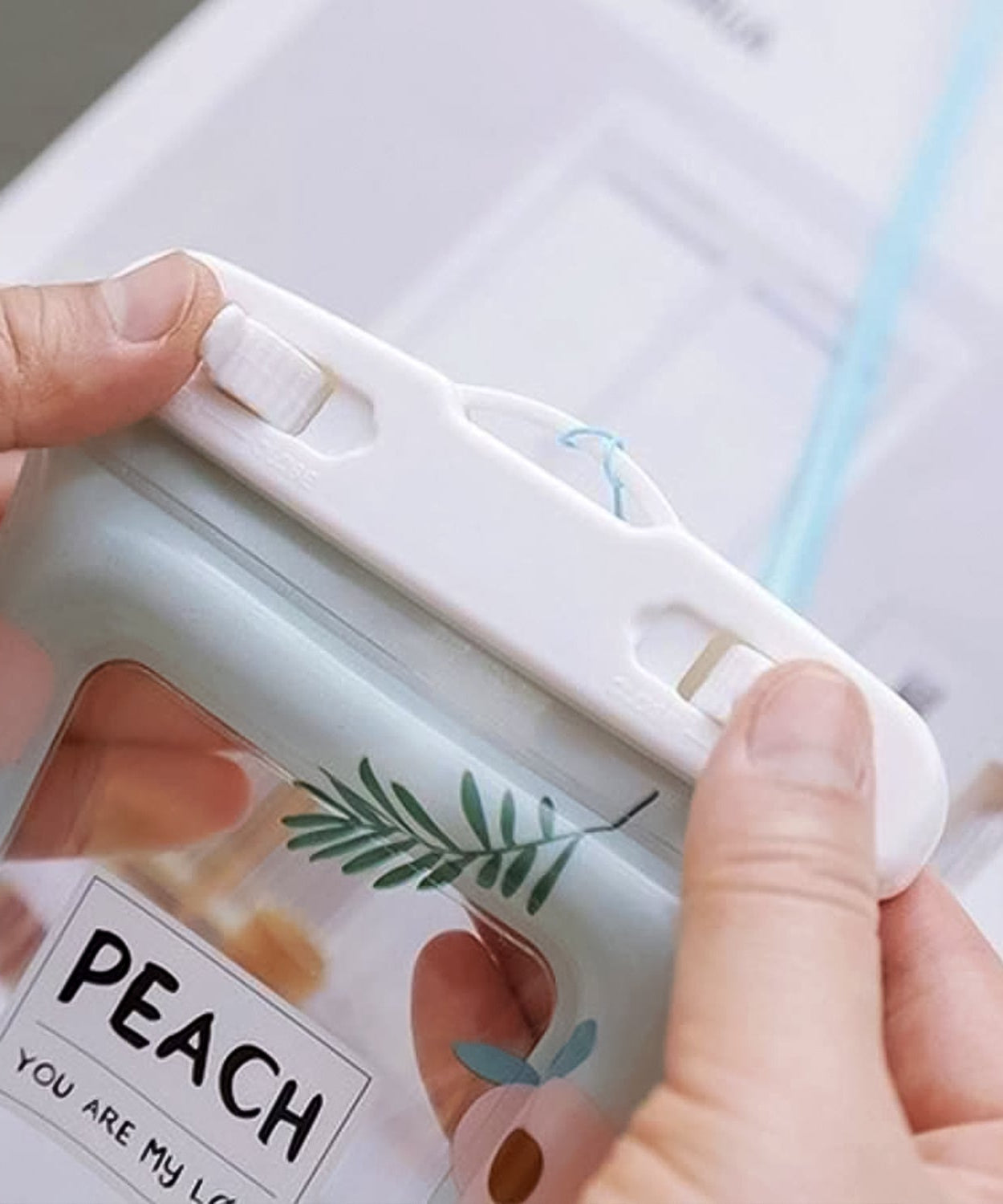 Waterproof Peach Transparent Mobile Pouch with Neck Strap (1 Pc)