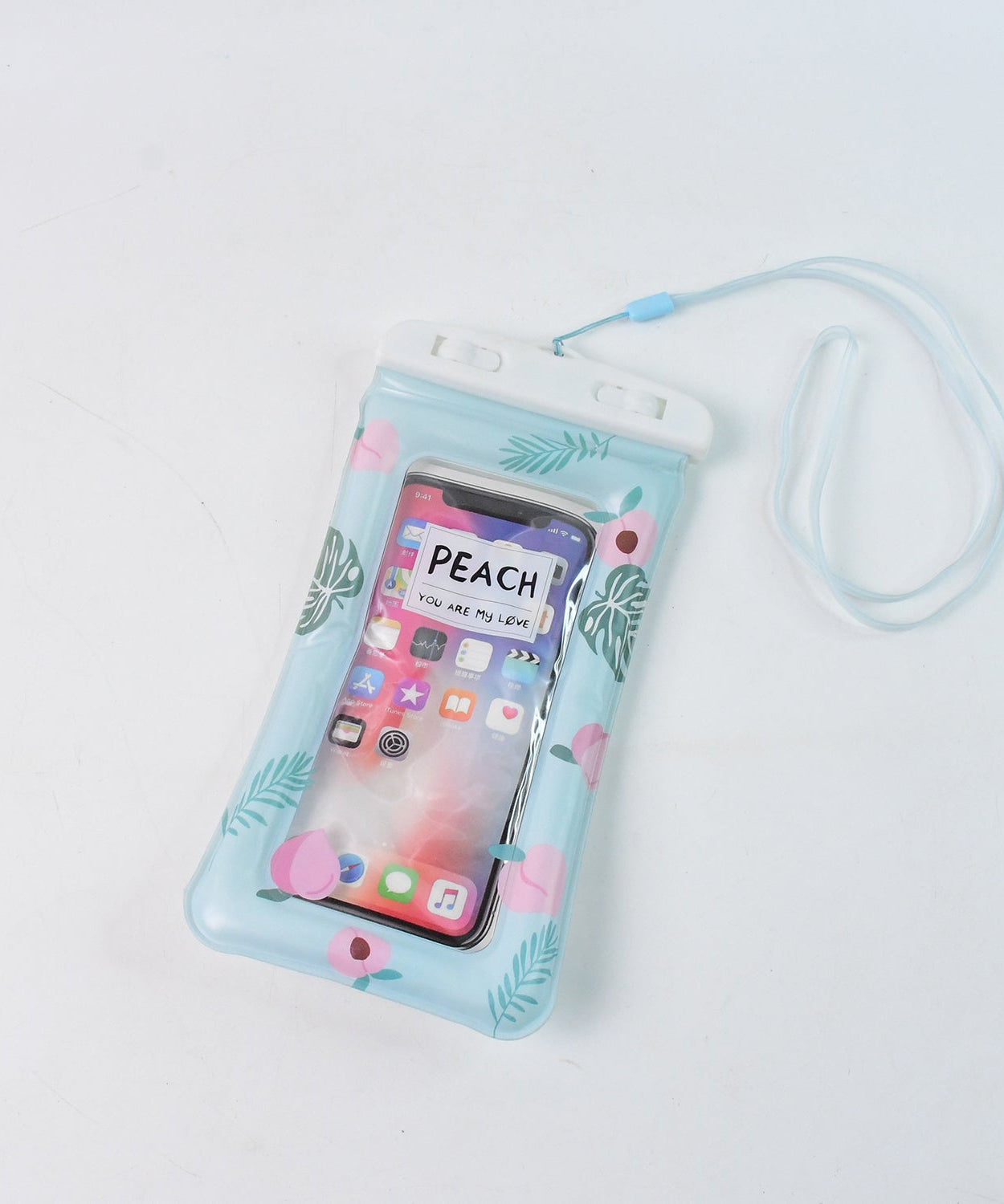 Waterproof Peach Transparent Mobile Pouch with Neck Strap (1 Pc)