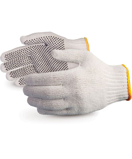 Unisex plain white hand gloves, knitted cotton, ideal for sewing or general use.