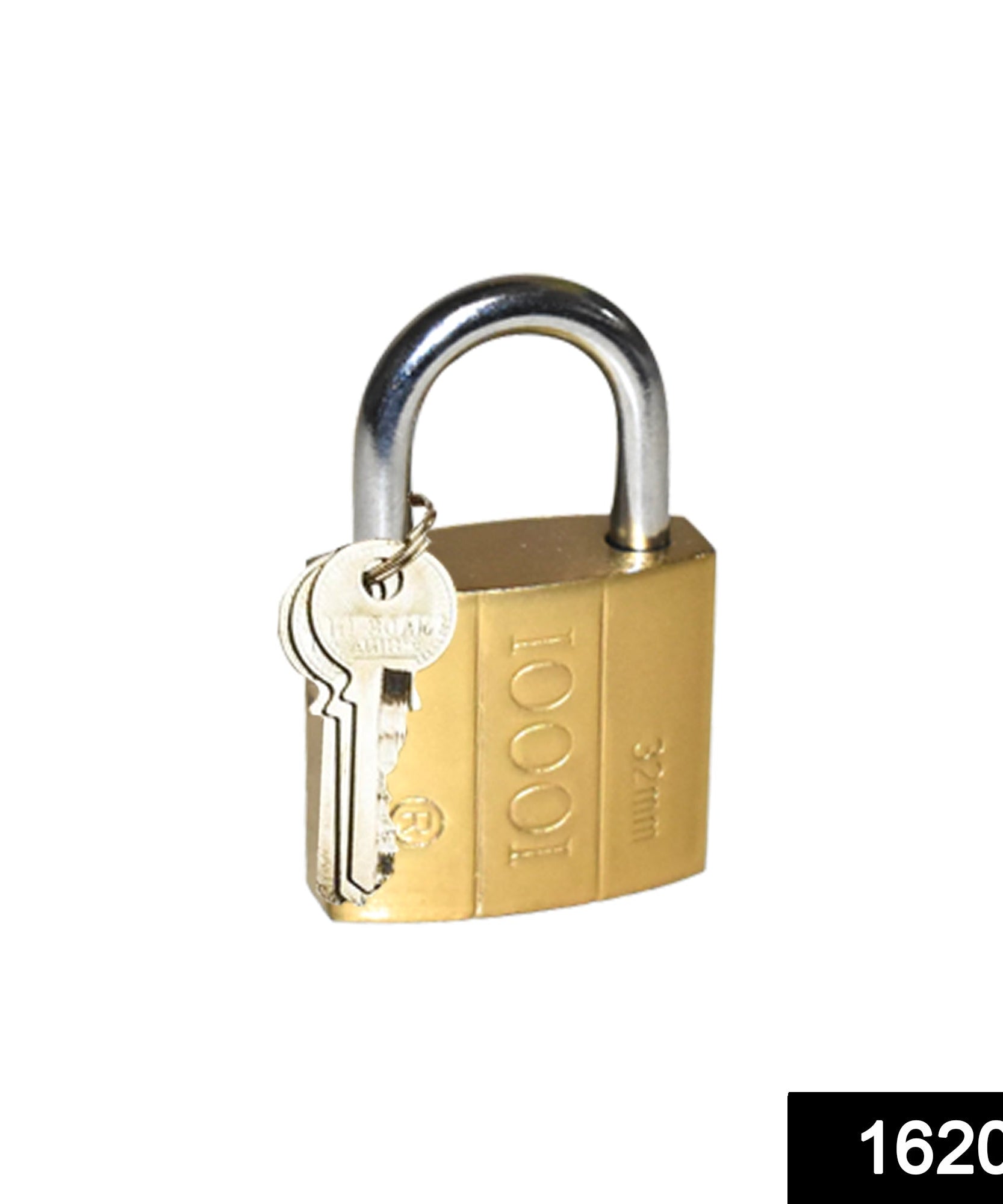 Durable steel padlock with key for securing gates and doors