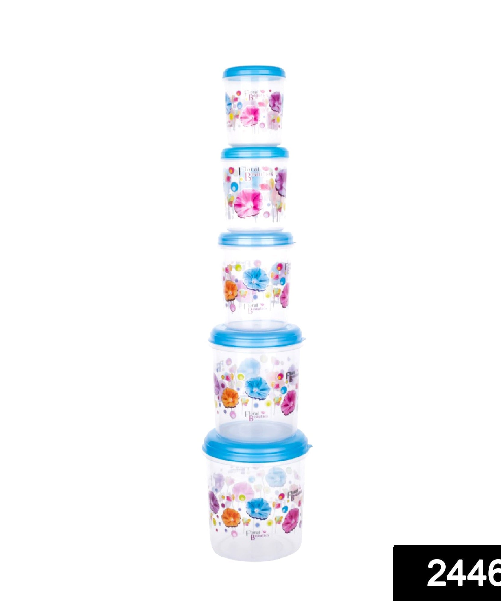 Multi-size container set with airtight lids for kitchen organization