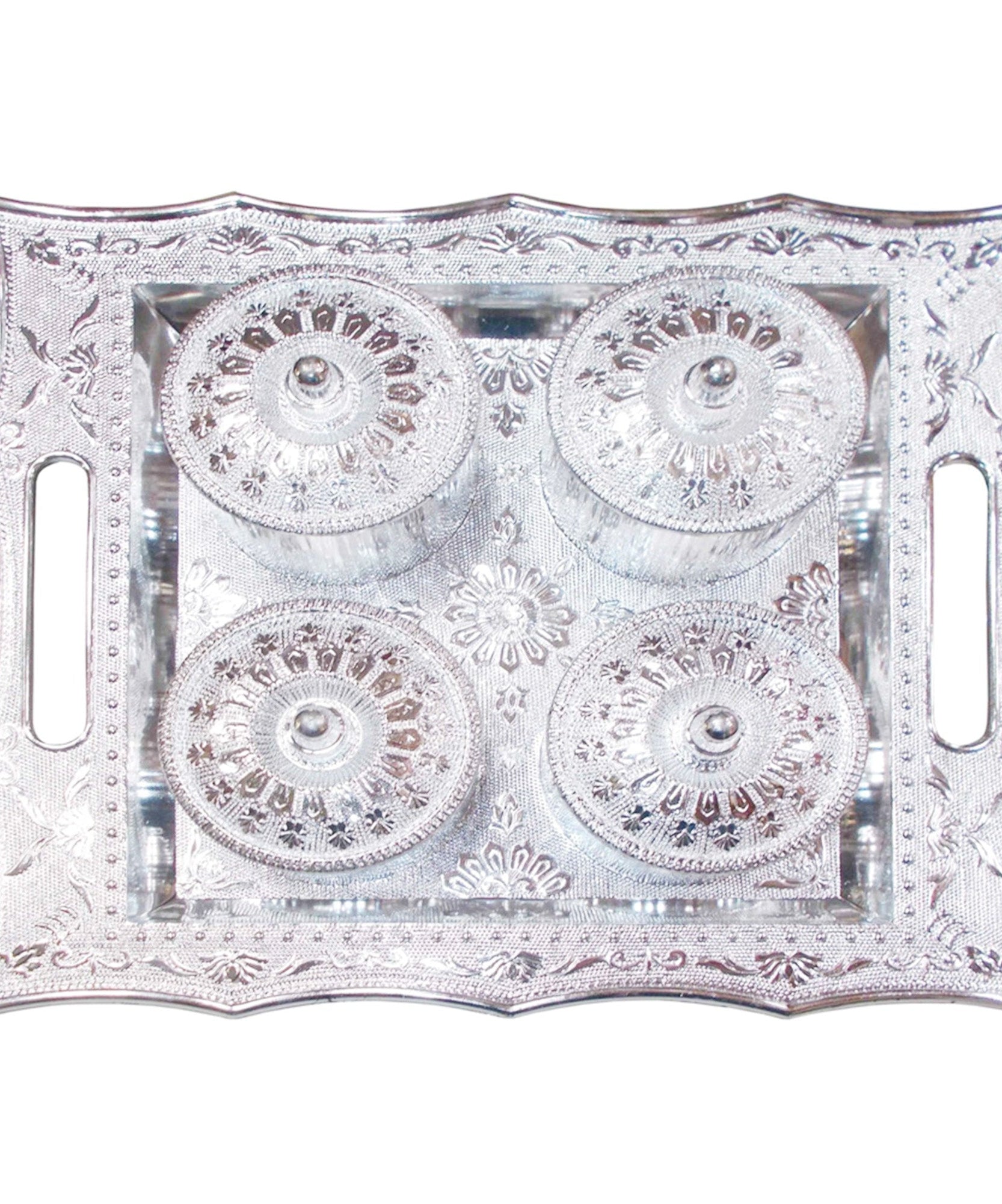 4-section snack storage tray with airtight lids.