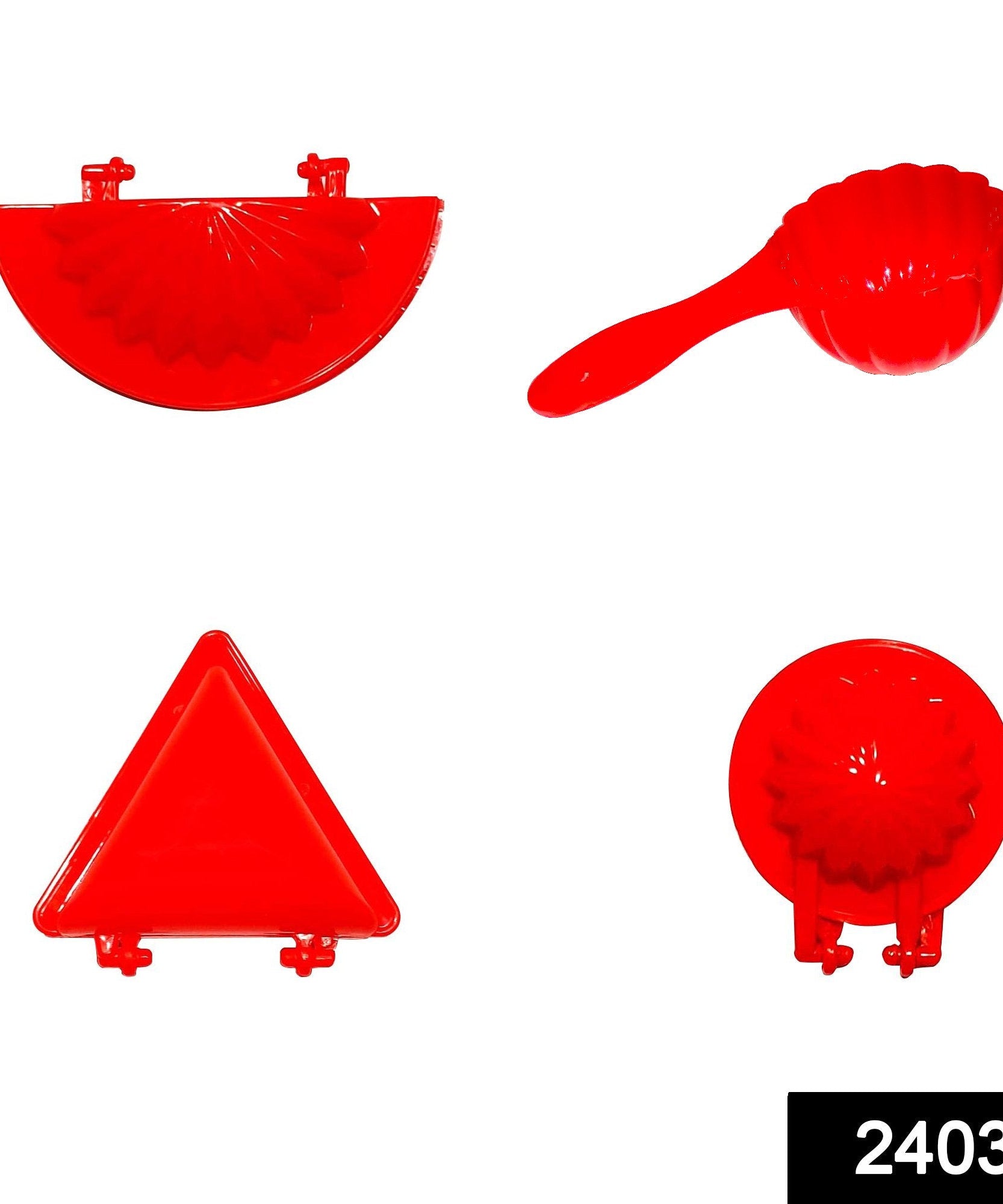 Red plastic kitchen tool molds, 4 pieces set for dough pressing