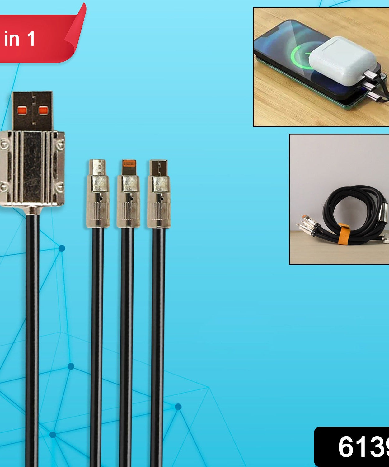 3 in 1 Multi Super Fast Charging Cable (1 Pc / 2 Mtr.)