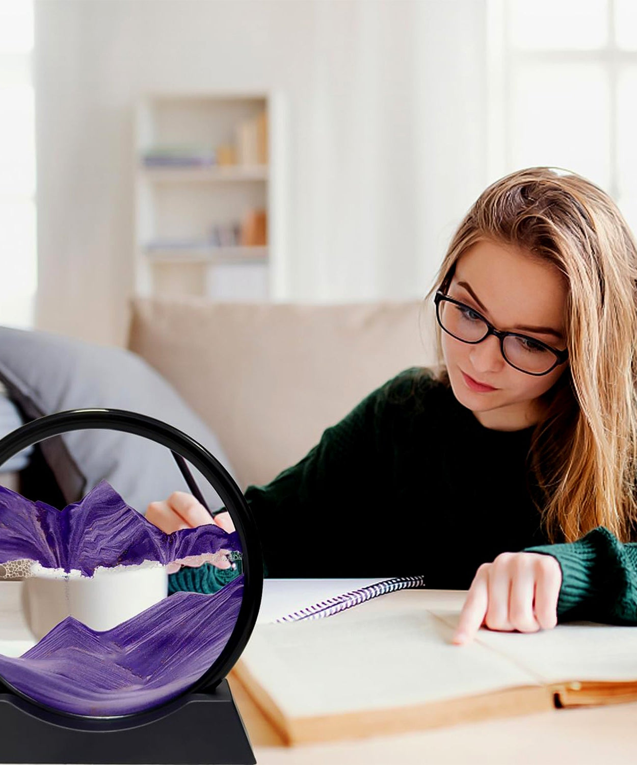 3D Moving Sand Art – Liquid Motion Deep Sea Sandscape with Round Glass Frame (1 Pc)