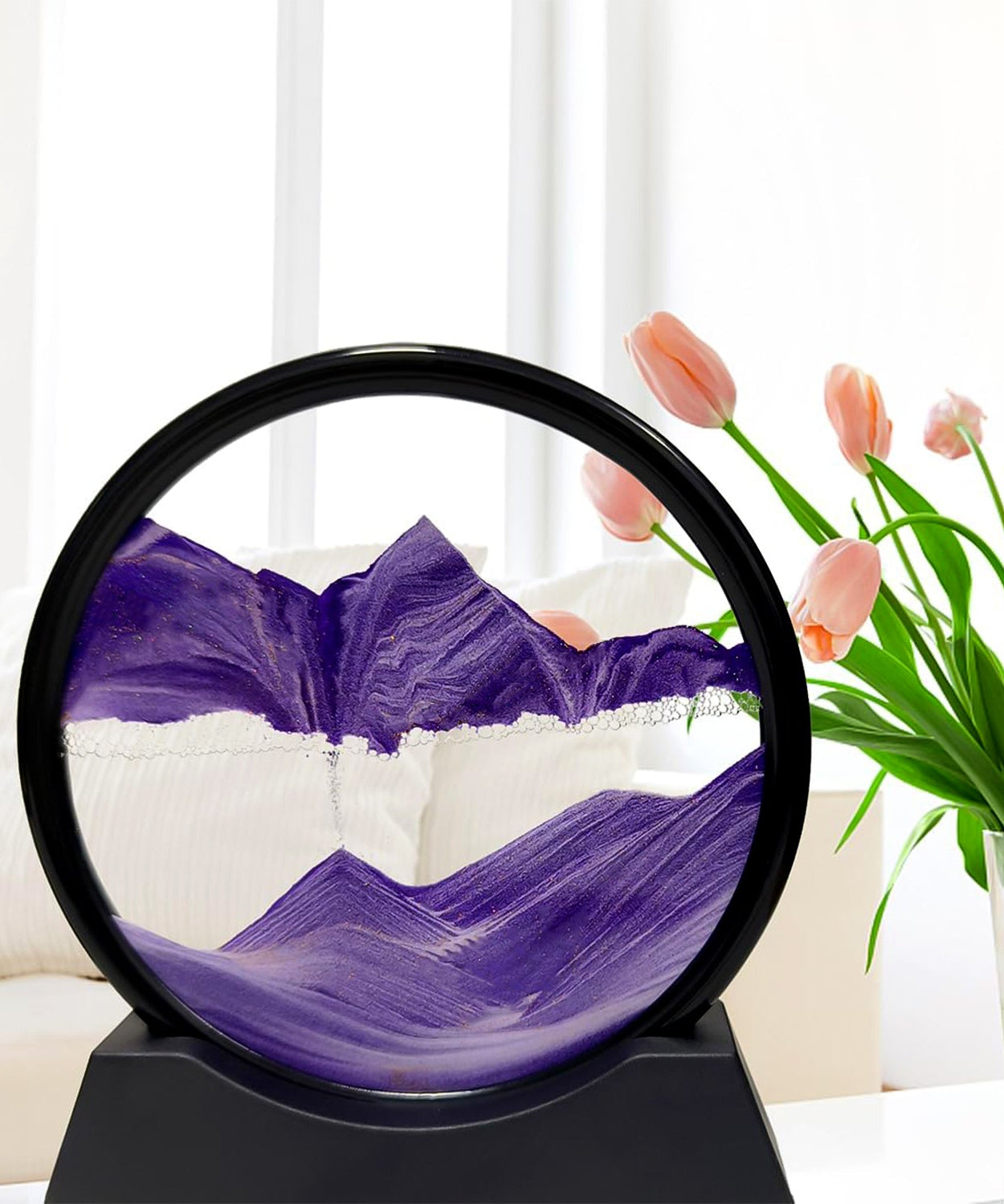 3D Moving Sand Art – Liquid Motion Deep Sea Sandscape with Round Glass Frame (1 Pc)