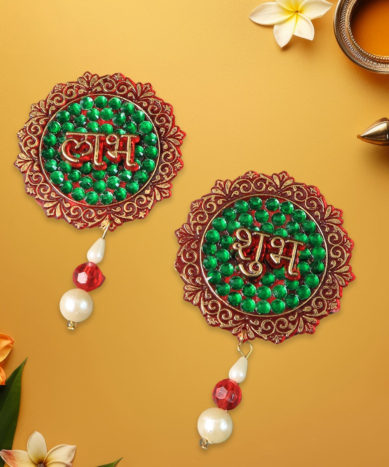 Elegant Beaded Shubh Labh Door Decoration Piece