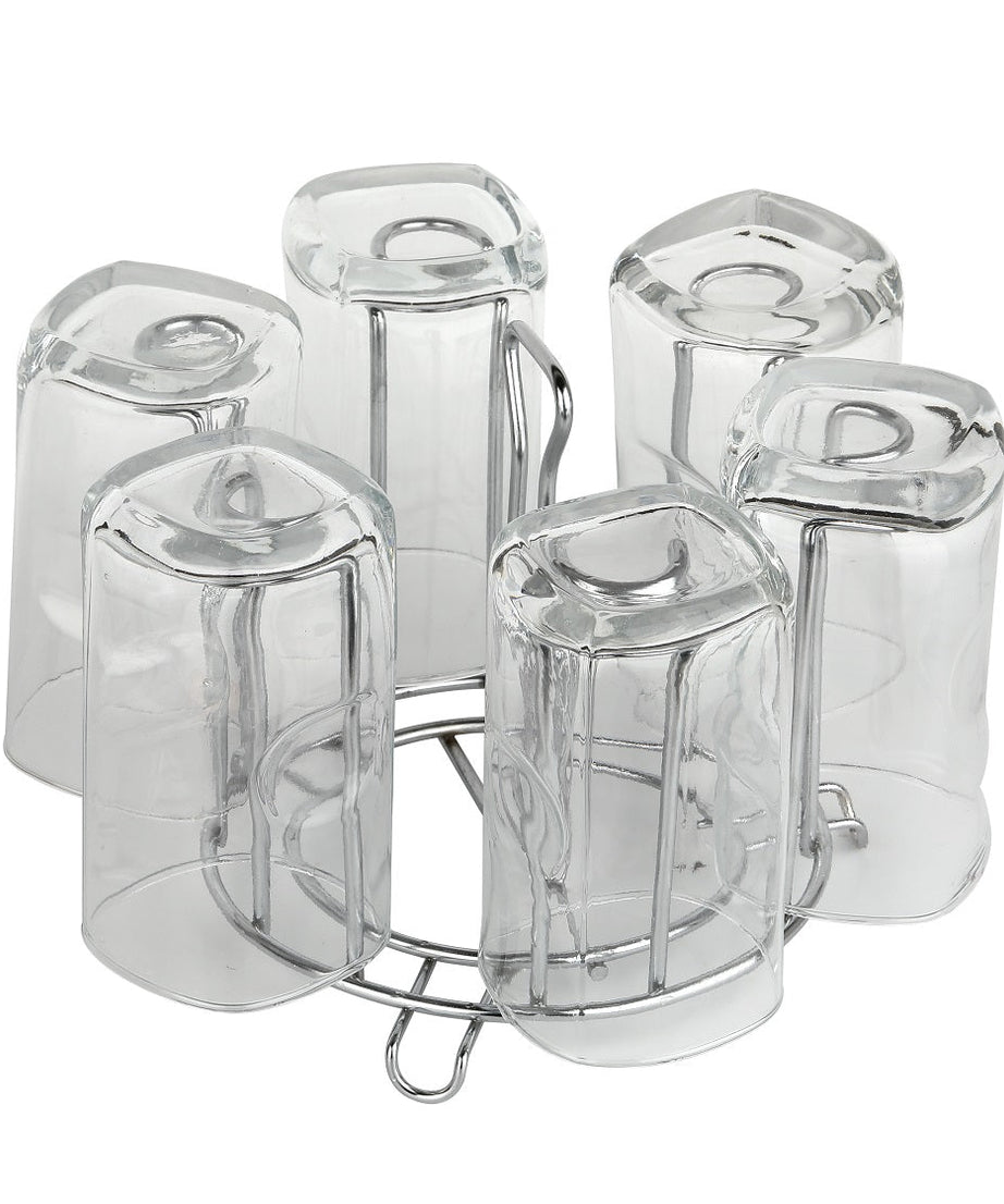 Glass rack stand for kitchen and dining spaces