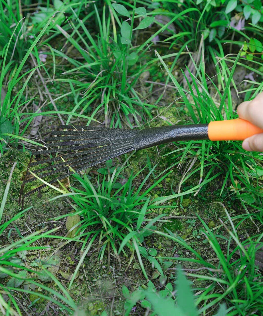 Rake tool for garden clean-up and planting