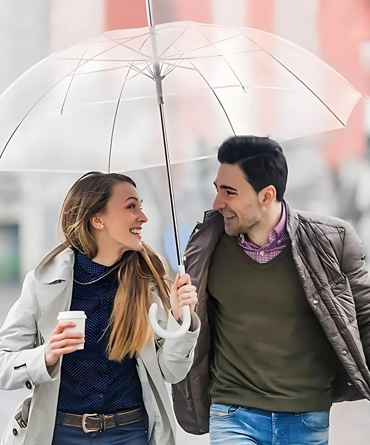 Premium Transparent Dome Umbrella with Curved Handle (1 Pc)