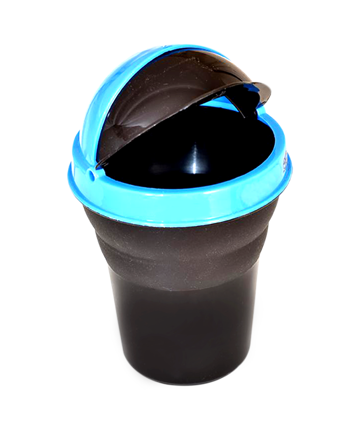 Mini plastic car dustbin in multicolor, perfect for travel and car use.