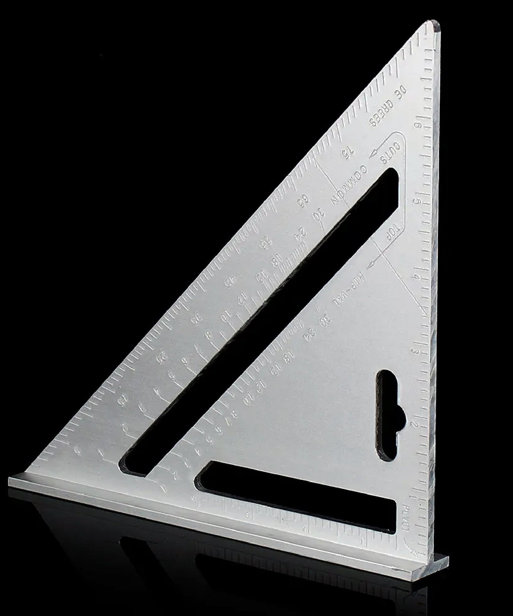 Double side scale triangle tool for accurate measures.