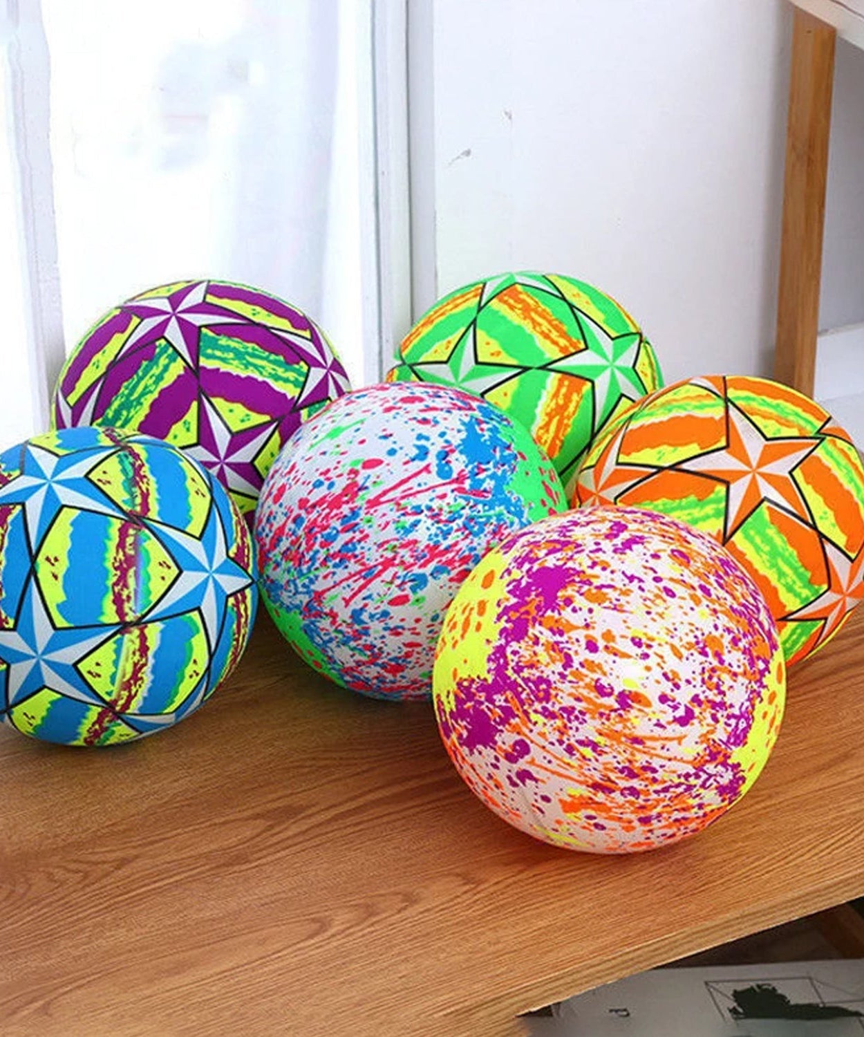 Detailed view of the bouncy stress ball with LED lights, highlighting its design and functionality