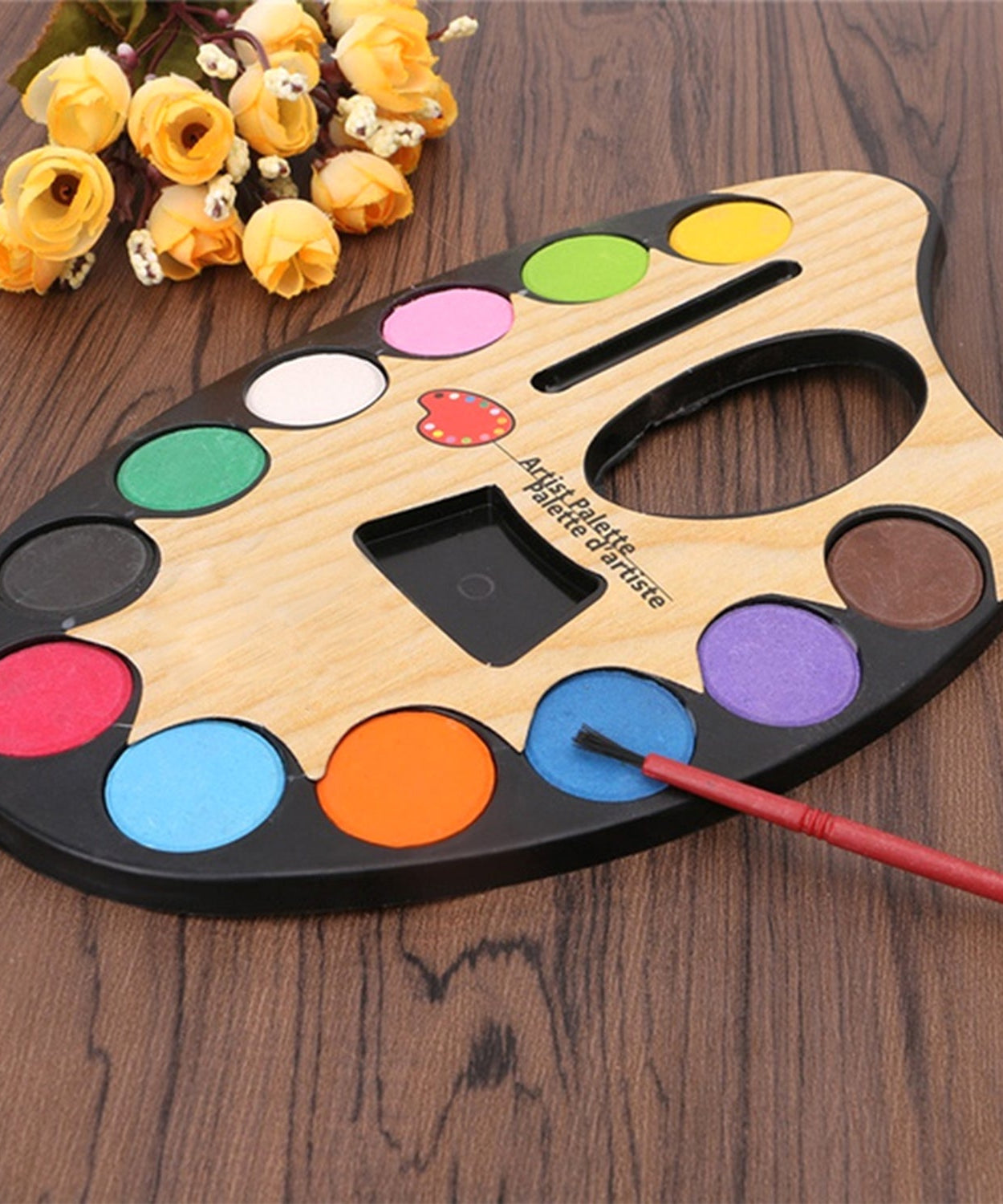 Non-toxic watercolor painting set with various colors