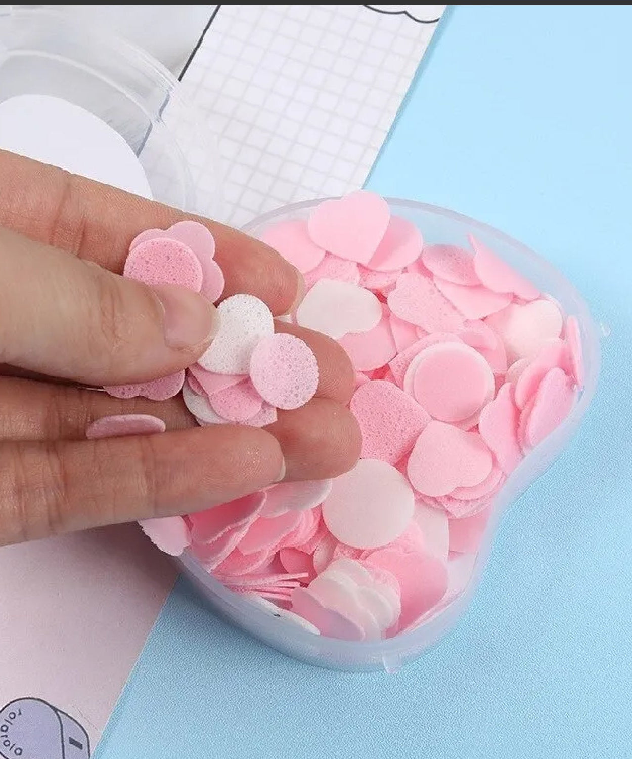 Apple paper soap in use