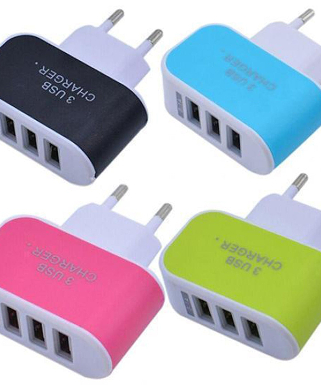 triple USB wall charger, focusing on the ports and overall design