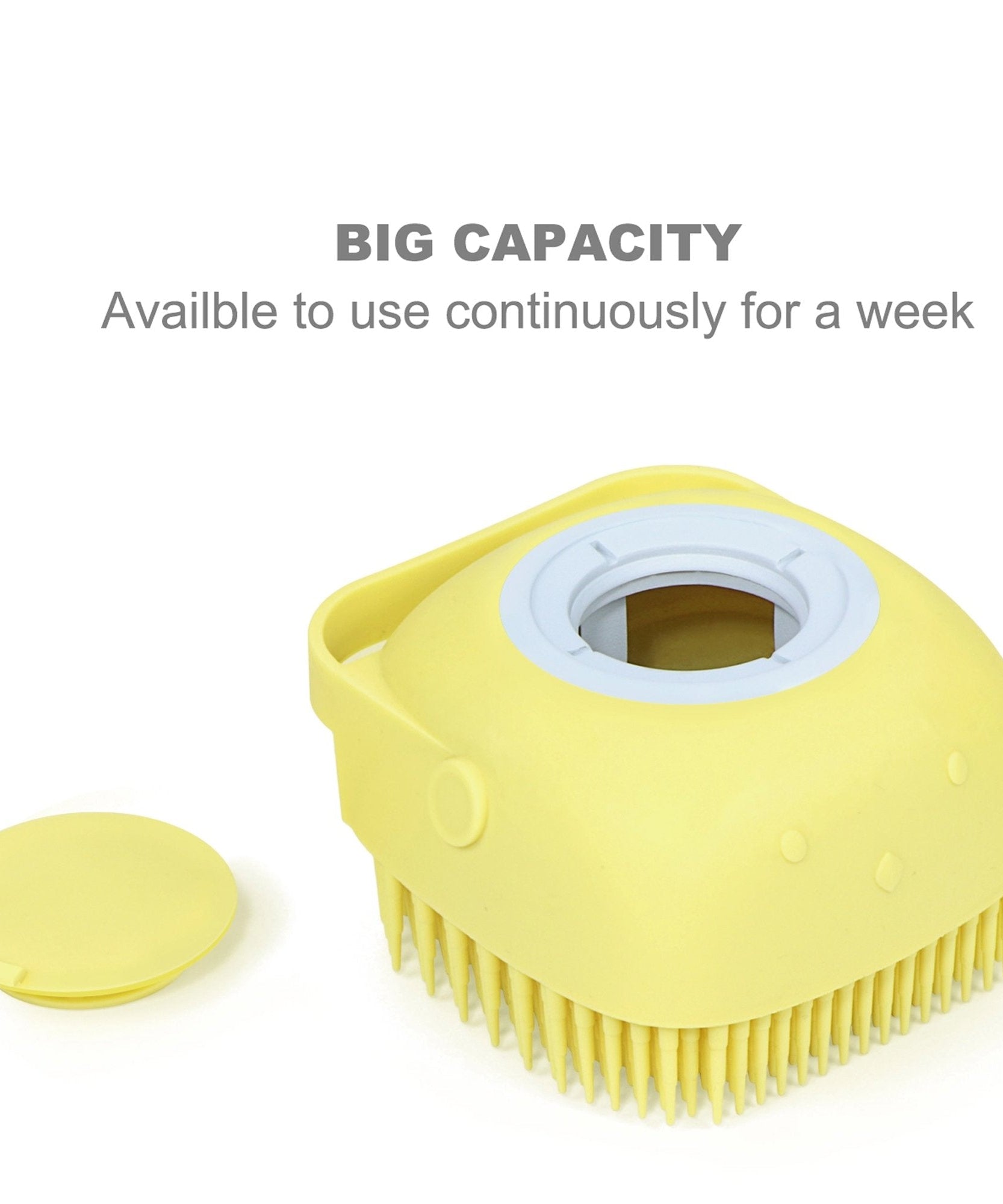 Massage bath brush, silicone, with shampoo dispenser