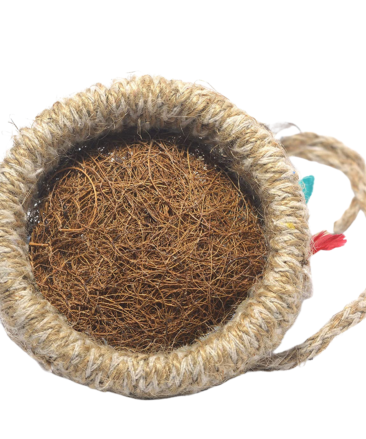 Jute hanging birds nest with intricate weaving