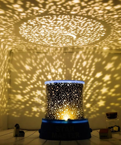 USB-powered LED night lamp projecting stars and patterns