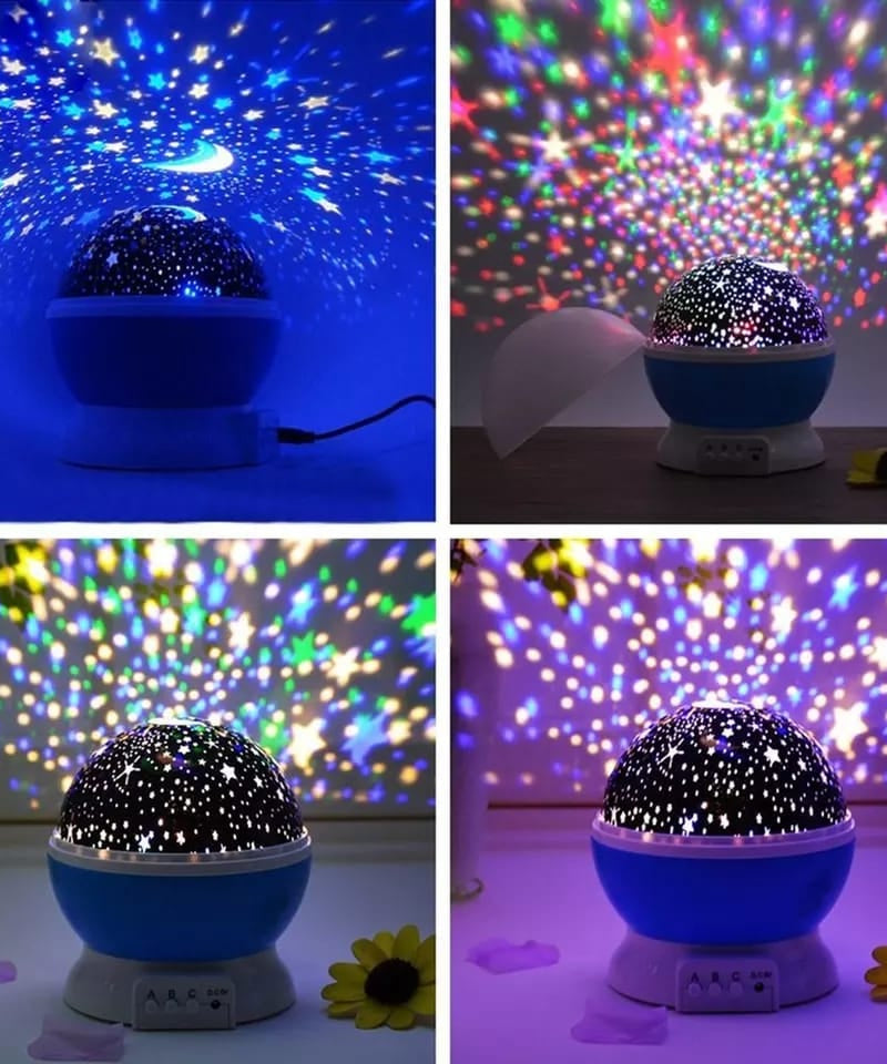 Projection night lamp showing stars and moon patterns