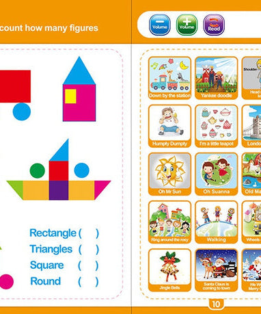 Study book for kids with interactive numbers and letters