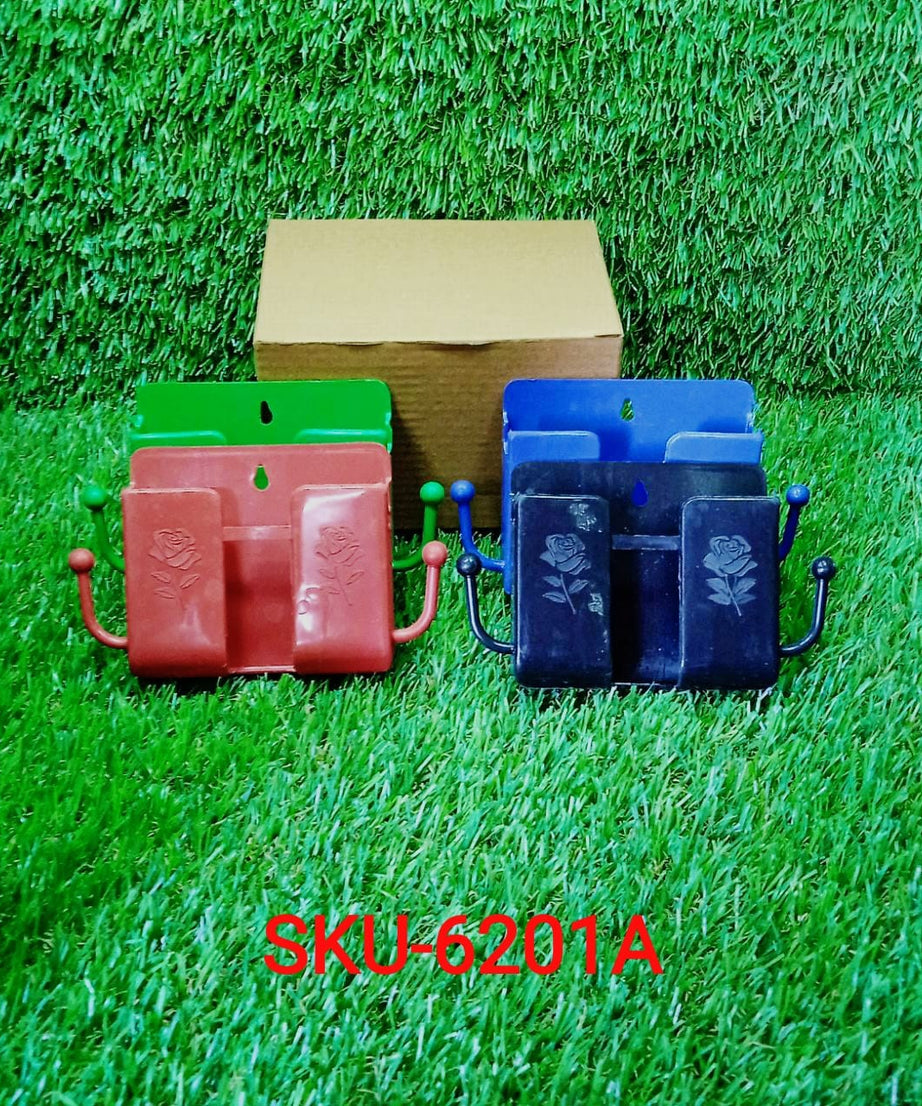 Wall mounted storage solution for remotes with side hooks, set of 4.