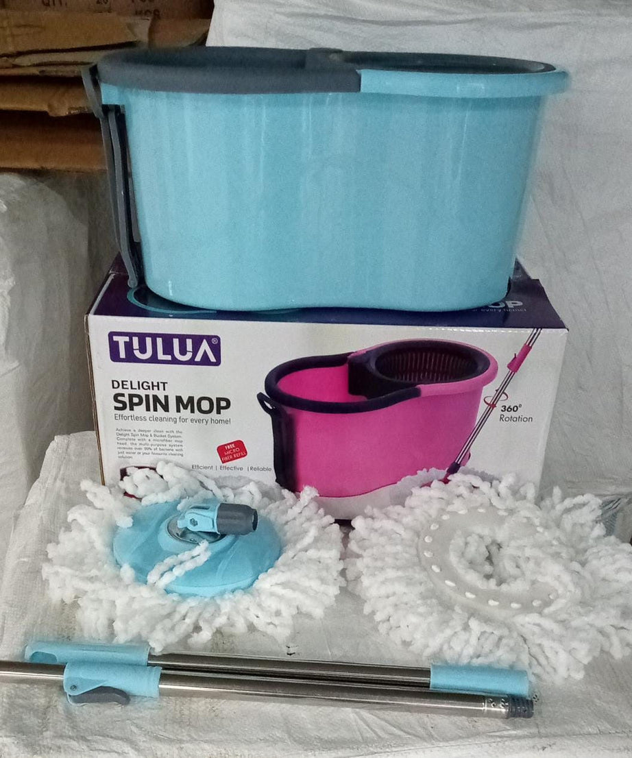 Spin mop with steel spin and large bucket.