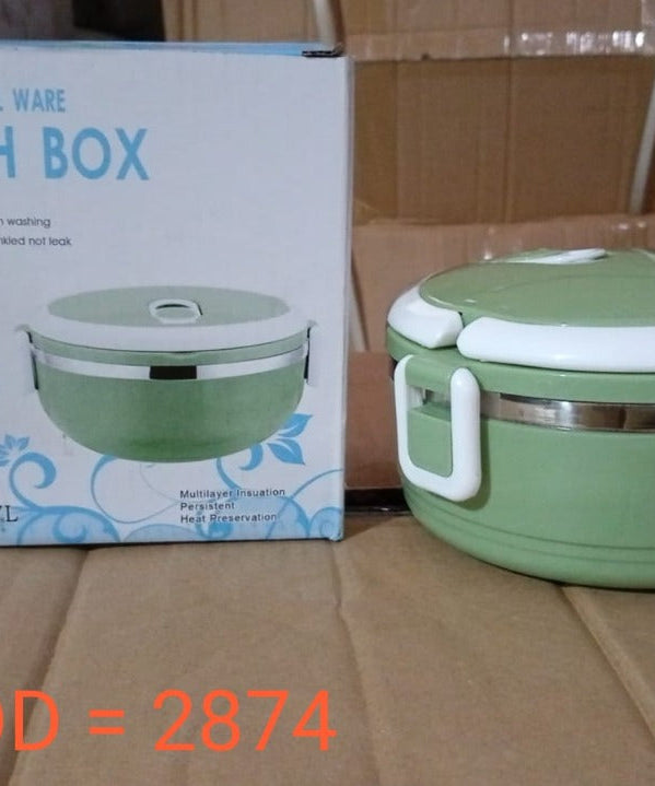 One layer stainless steel hot lunch box for meals.