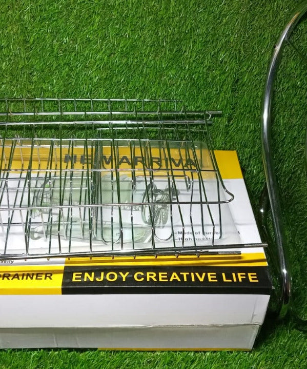 Stainless steel 2-layer dish rack, perfect for drying plates and cutlery