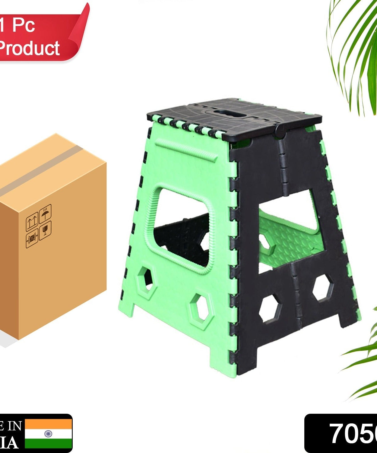 Foldable 18-inch stool for both adults and kids, designed for kitchen or stepping.