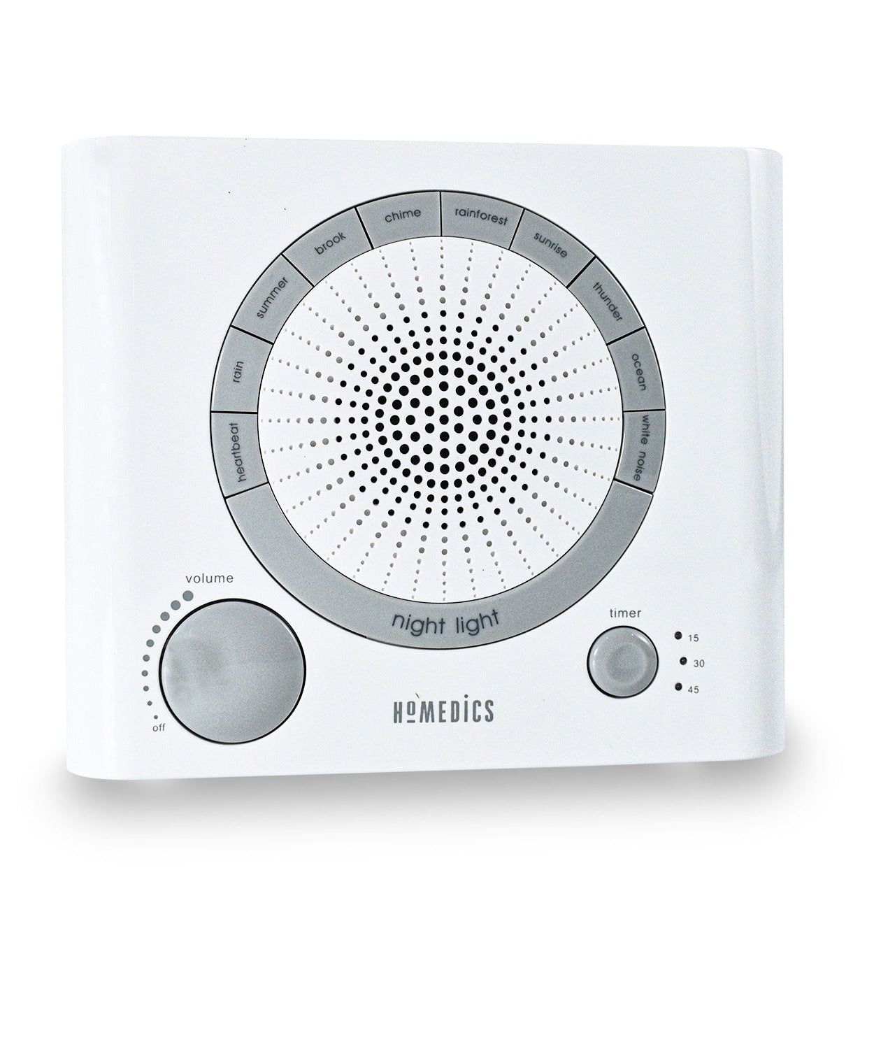 Sleep therapy machine with 8 high-fidelity sounds, includes auto-off timer.