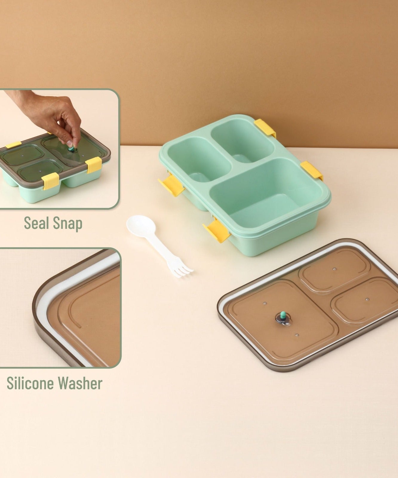 Plastic Lunch Box for Kids, Lunch Box for Kids 3 Compartment Insulated Lunch Box Tiffin Box for Boys, Girls, School & Office Men (3 Compartment Lunch Box)