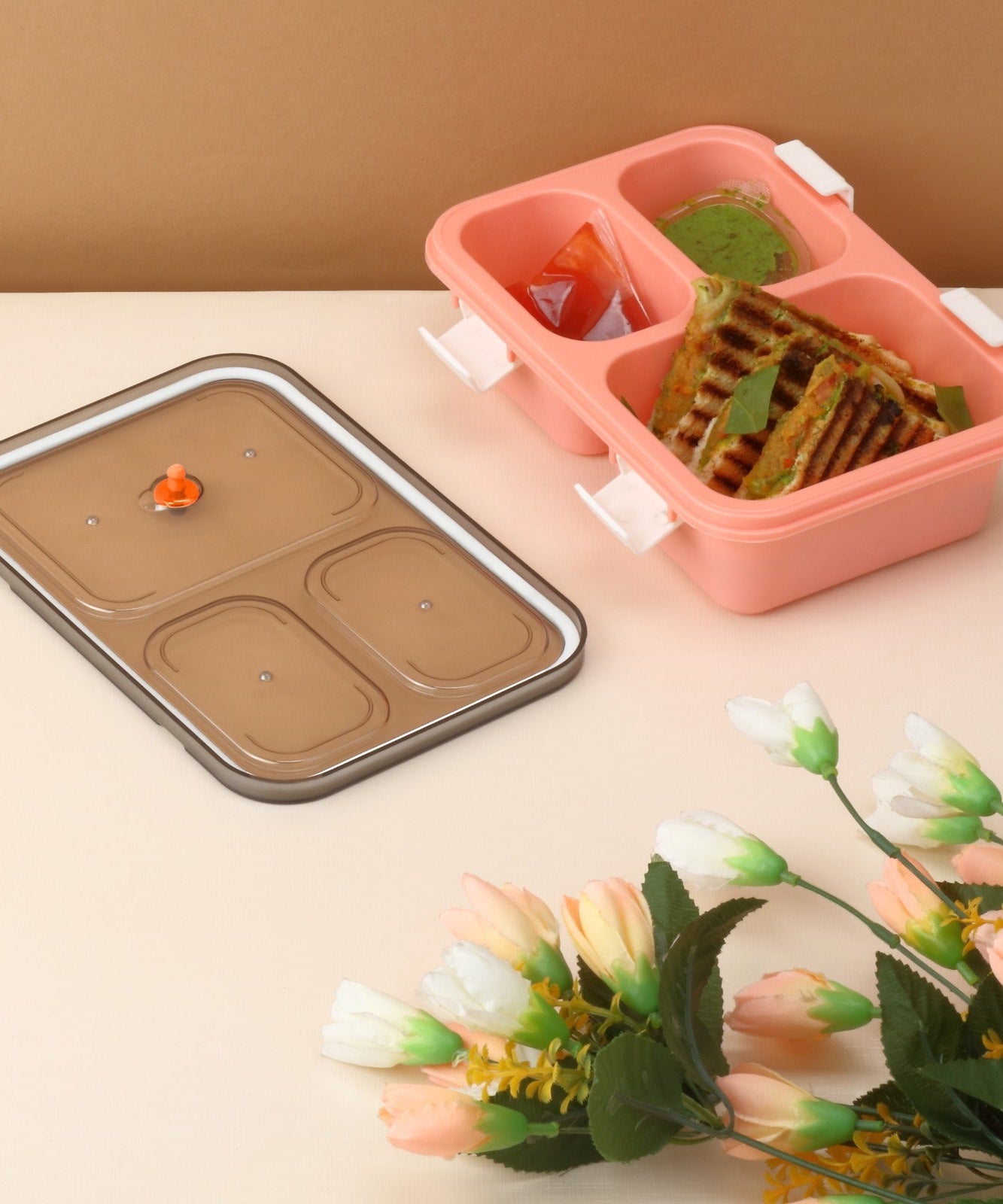 Plastic Lunch Box for Kids, Lunch Box for Kids 3 Compartment Insulated Lunch Box Tiffin Box for Boys, Girls, School & Office Men (3 Compartment Lunch Box)