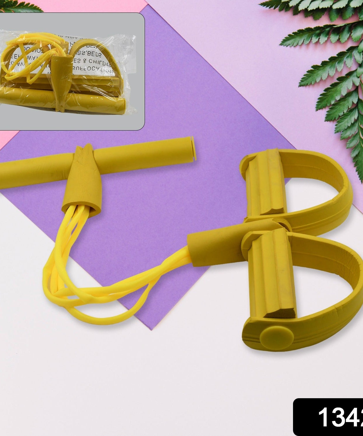 Durable pull rope rubber exerciser with handles.