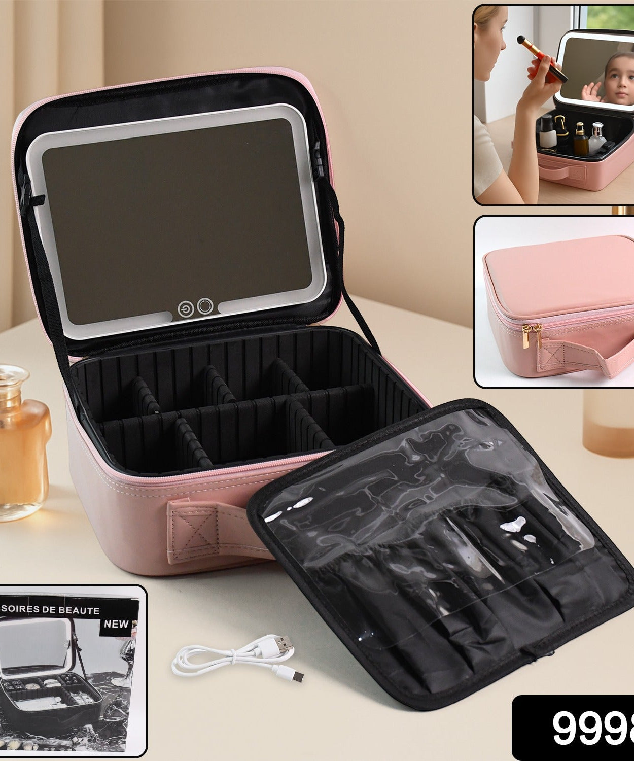 Premium LED Light Makeup Organizer Box (1 Pc / Mix Color)
