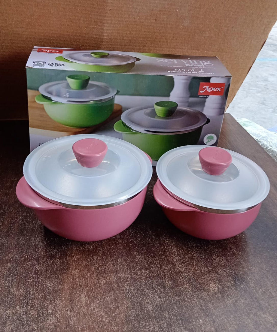 Apex Premium Plastic Serving Bowl Set with Lids (2 Pc)