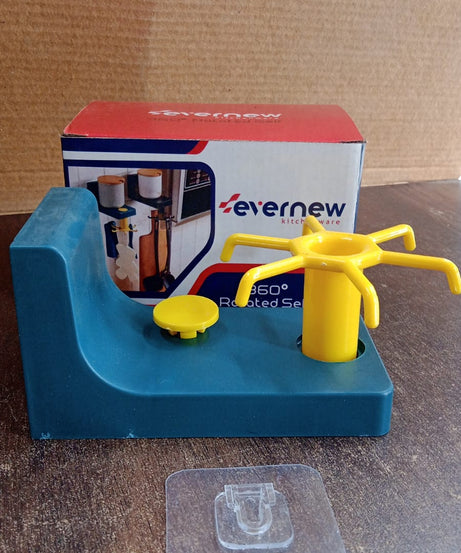 360 Degree Rotating Self Adhesive Plastic Wall Hook Hanger; Multifunctional Hanger with 6 Heavy Duty Claw Hooks