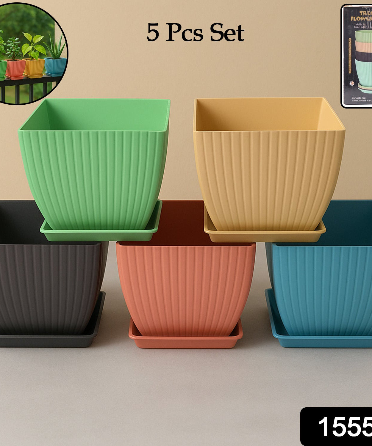 Stylish Square Plastic Plant Pots