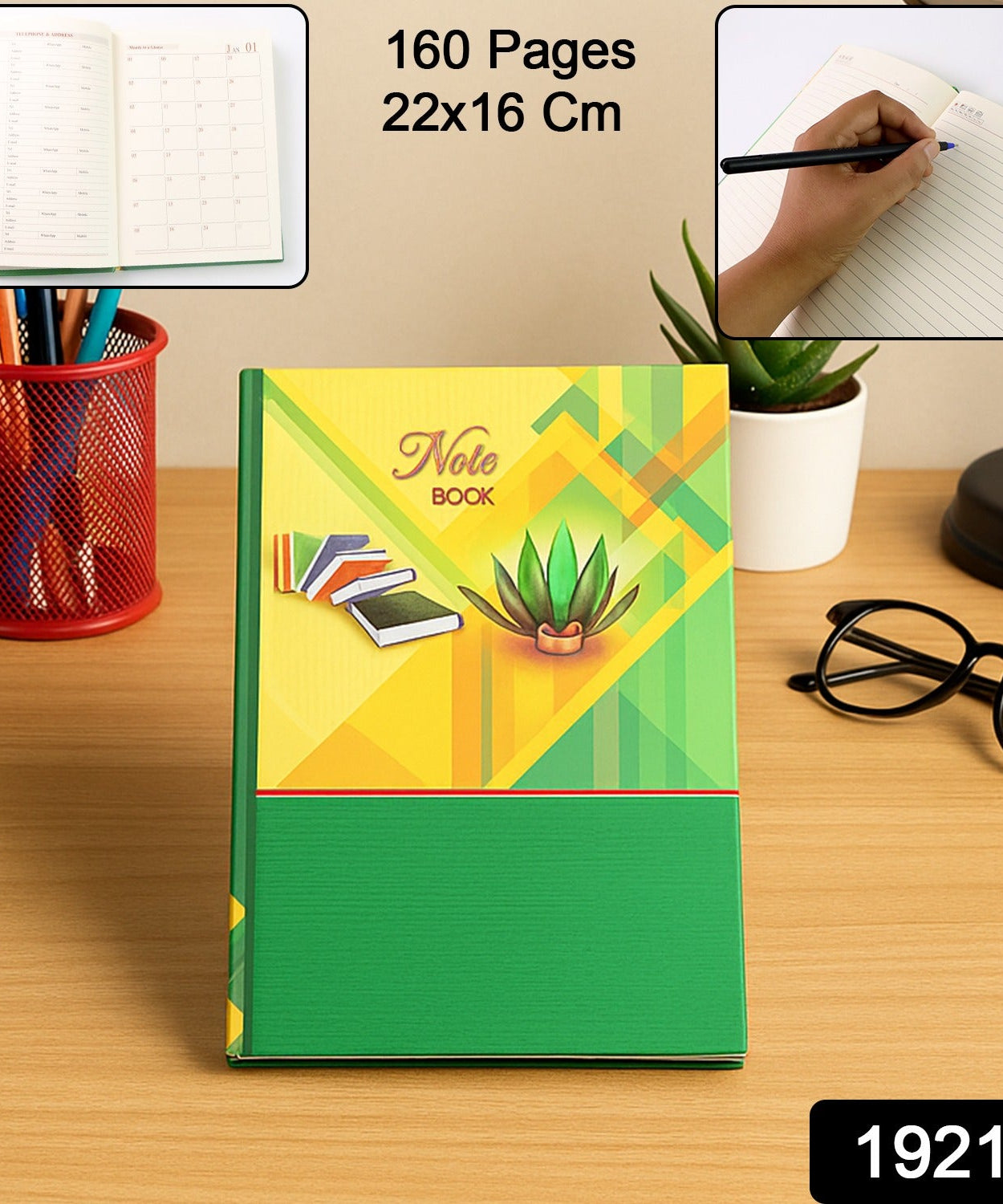 Hardbound Daily Planner Notebook with Calendar Pages