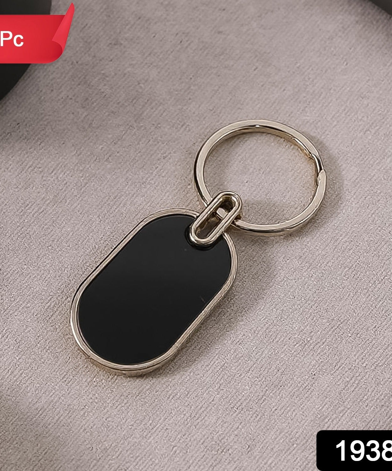 Twin Tone Sleek Oval Keychain