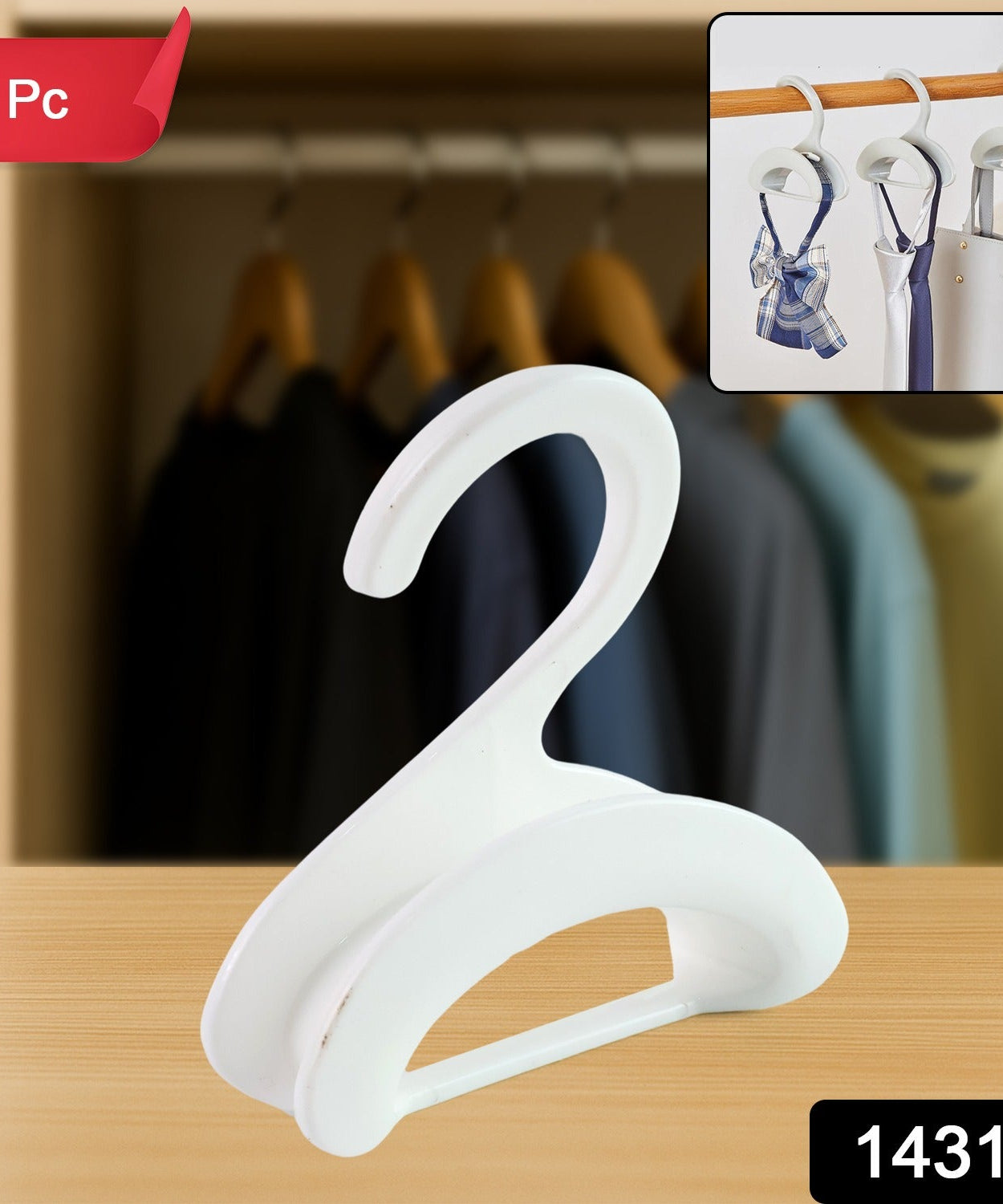 Compact Dual-Slot Multi-Purpose Plastic Hook Hanger (1 Pc)