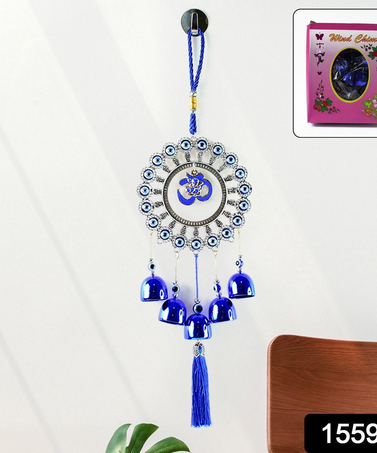OM Evil Eye Protective Wind Chime for Door & Wall