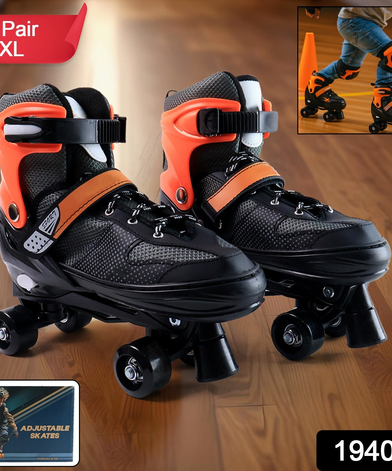 Youth Quad Roller Skates with Safety Brakes